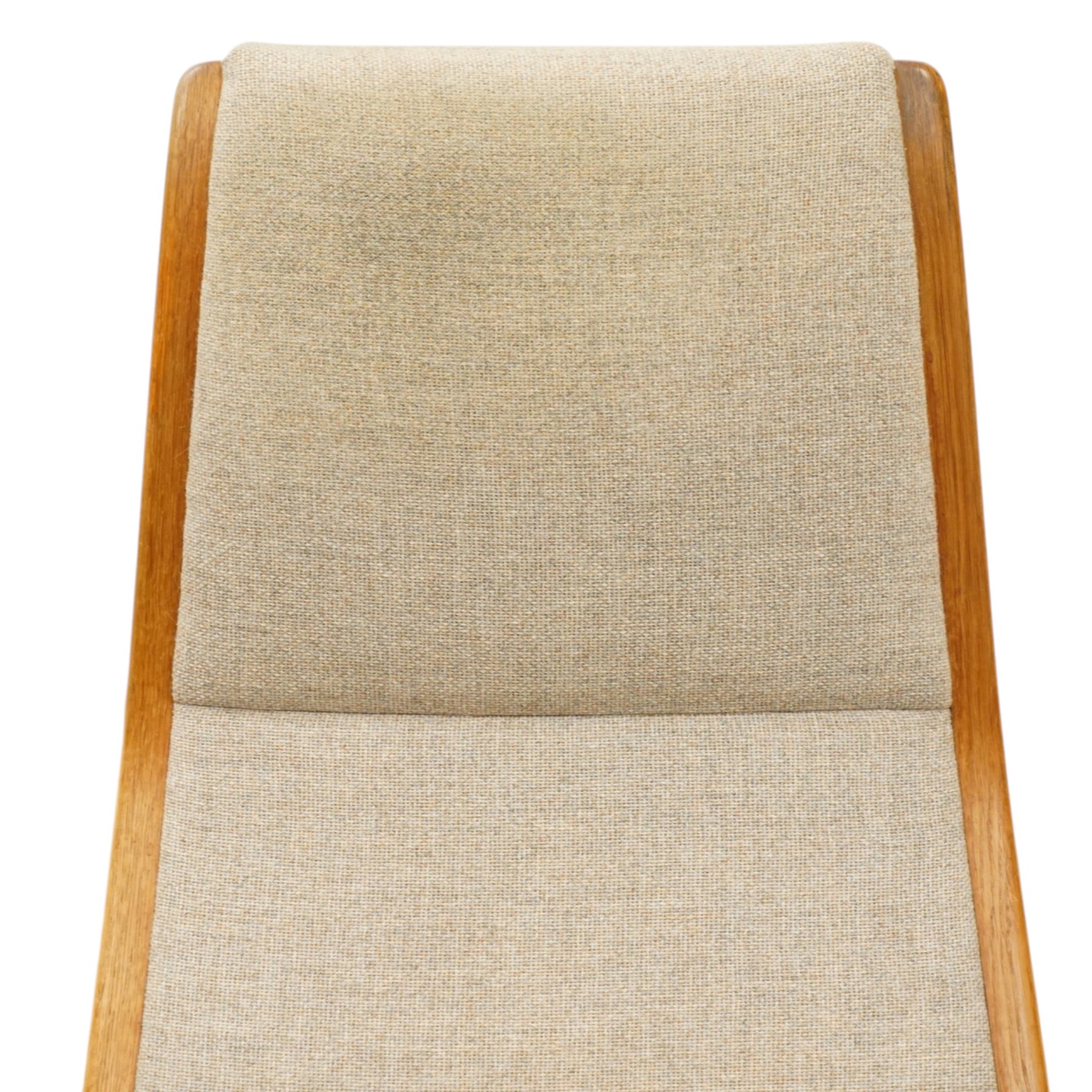Yngve Ekström (1913-1988) for Swedese - pair of 'Lamino' bent-oak framed easy armchairs, the high reclined back over shaped swept arms and splayed supports, upholstered in beige fabric