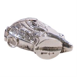 American Silver vesta case in the form of the devil with inset ruby coloured eyes, stamped sterling 295, H4cm