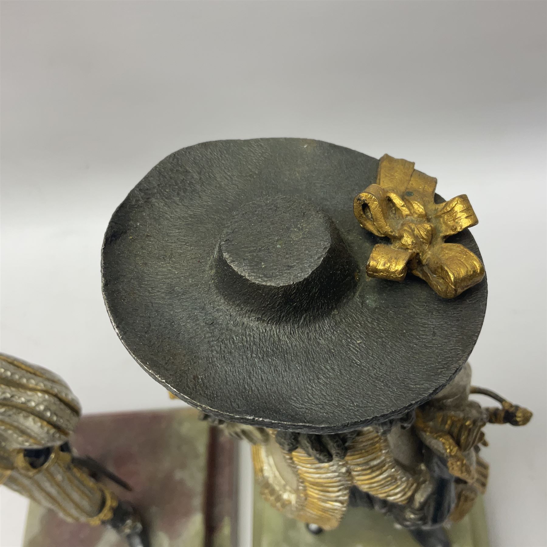 Anna Danesin for Birmingham Mint, two limited edition figures of British Monarchs: Charles I and Charles II, cold painted bronze figures, on a stepped onyx plinths, H29cm