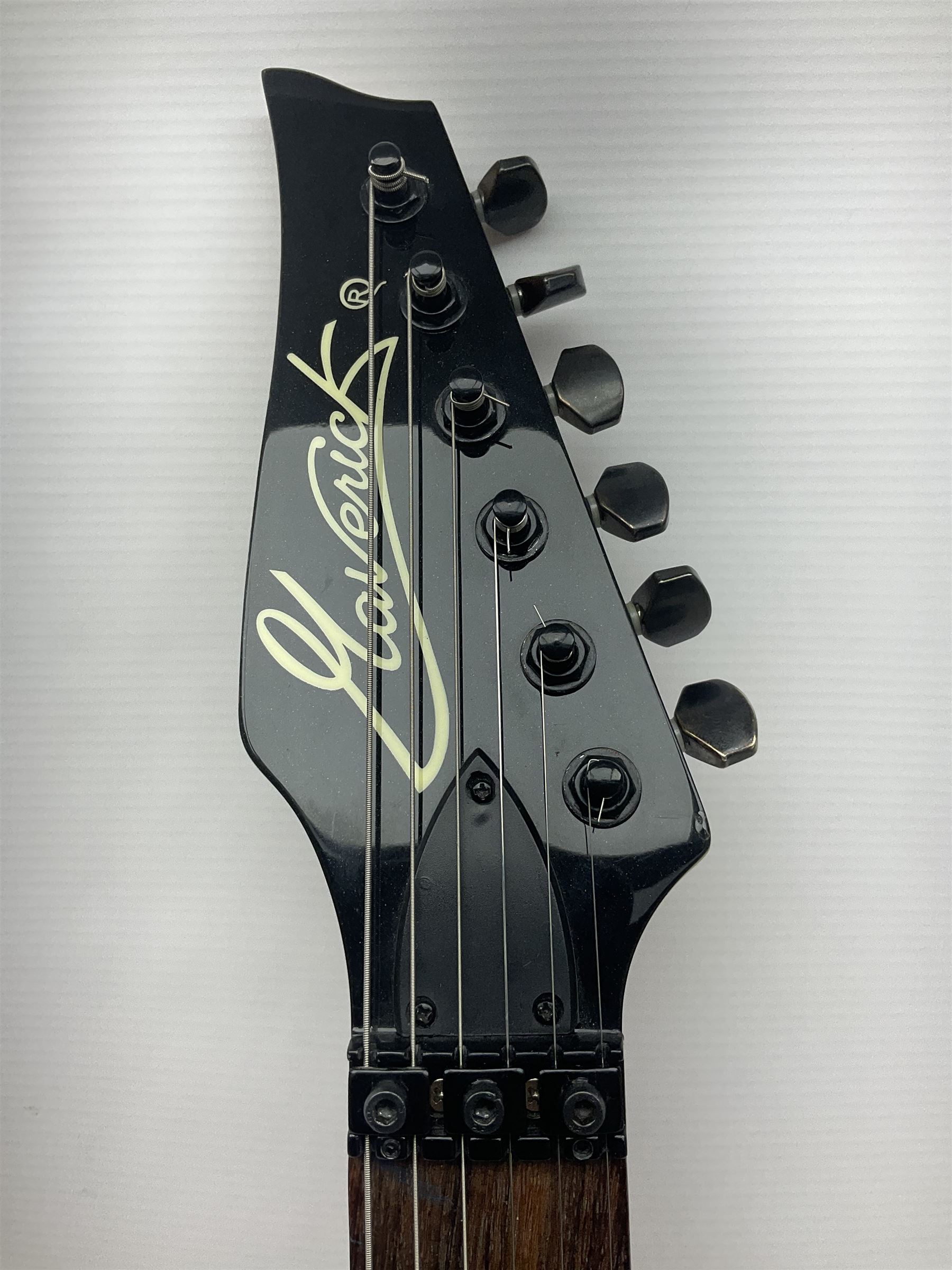 Maverick HSH rock guitar with Floyd Rose tremolo, L100cm overall; in soft carrying case.