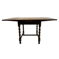 Early 20th century oak barley twist drawer-leaf dining table