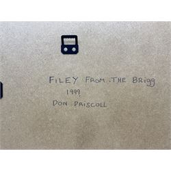 Donald Driscoll (20th century): 'Filey from the Brigg', oil on canvas board, signed titled and dated 1999 verso 29cm x 39cm