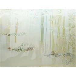 Jessica Zoob (British Contemporary): 'Sweet Rain', pair of mixed media oil and lacquer works on canvas signed and dated 2020 verso, titled on stretcher 80cm x 105cm (2)
Notes: Known for her atmospheric, colour-led paintings, Zoob draws inspiration from landscape and nature. She has an established international market, with works held in private collections including that of Harry Styles.