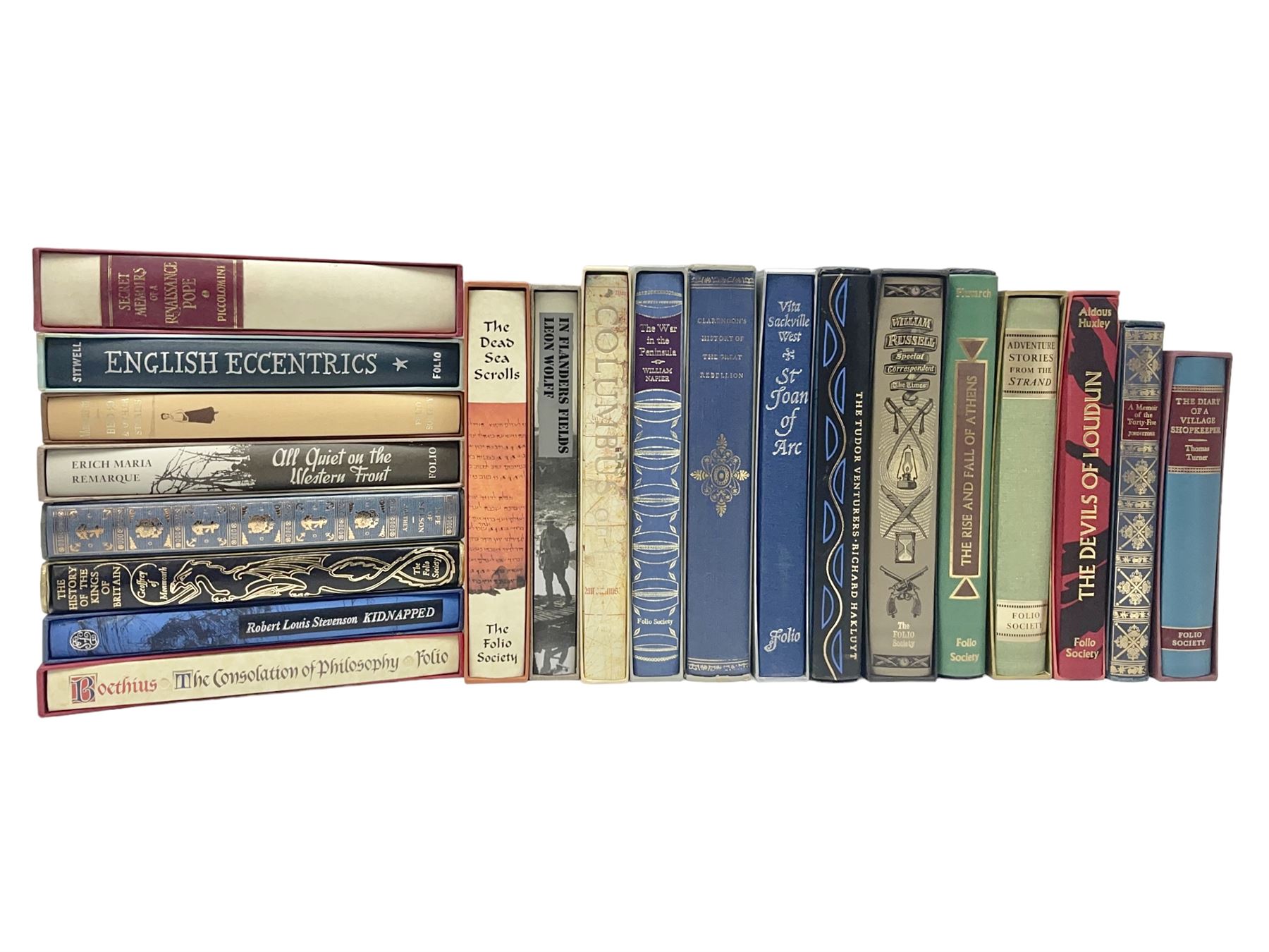 Folio Society - twenty-one volumes including Columbus on Himself, St Joan of Arc, The Devils of Loudun, The Rise and Fall of Athens, etc  