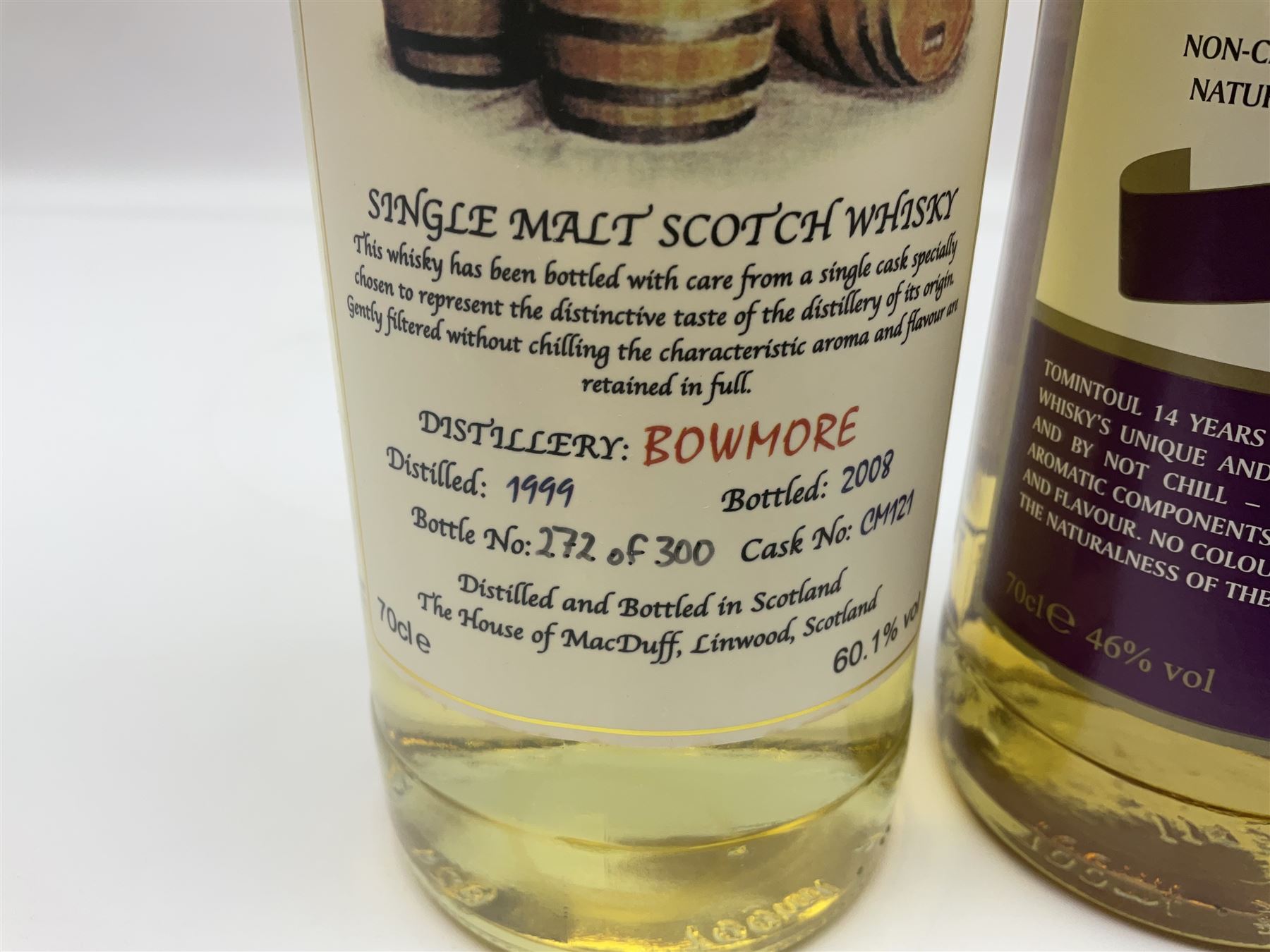 Bowmore, 1999 The Golden Cask Single Malt Scotch Whisky, 70cl 60% vol and Tomintoul 14 year Single Malt Whisky, 70cl 46% vol