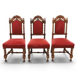 Set of six Victorian high-back dining chairs with spiral turned uprights and supports