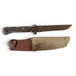 WWI German bayonet/ fighting knife, together with canvas map case, knife L28cm