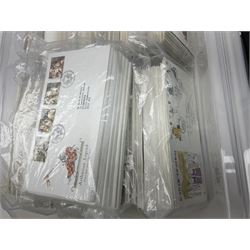 Quantity of Great British and other first day covers, many with printed addresses and special postmarks , Falkland Islands, British Antarctic Territory etc, small number of presentation packs, miniature sheets etc, housed in folders and loose, in two boxes