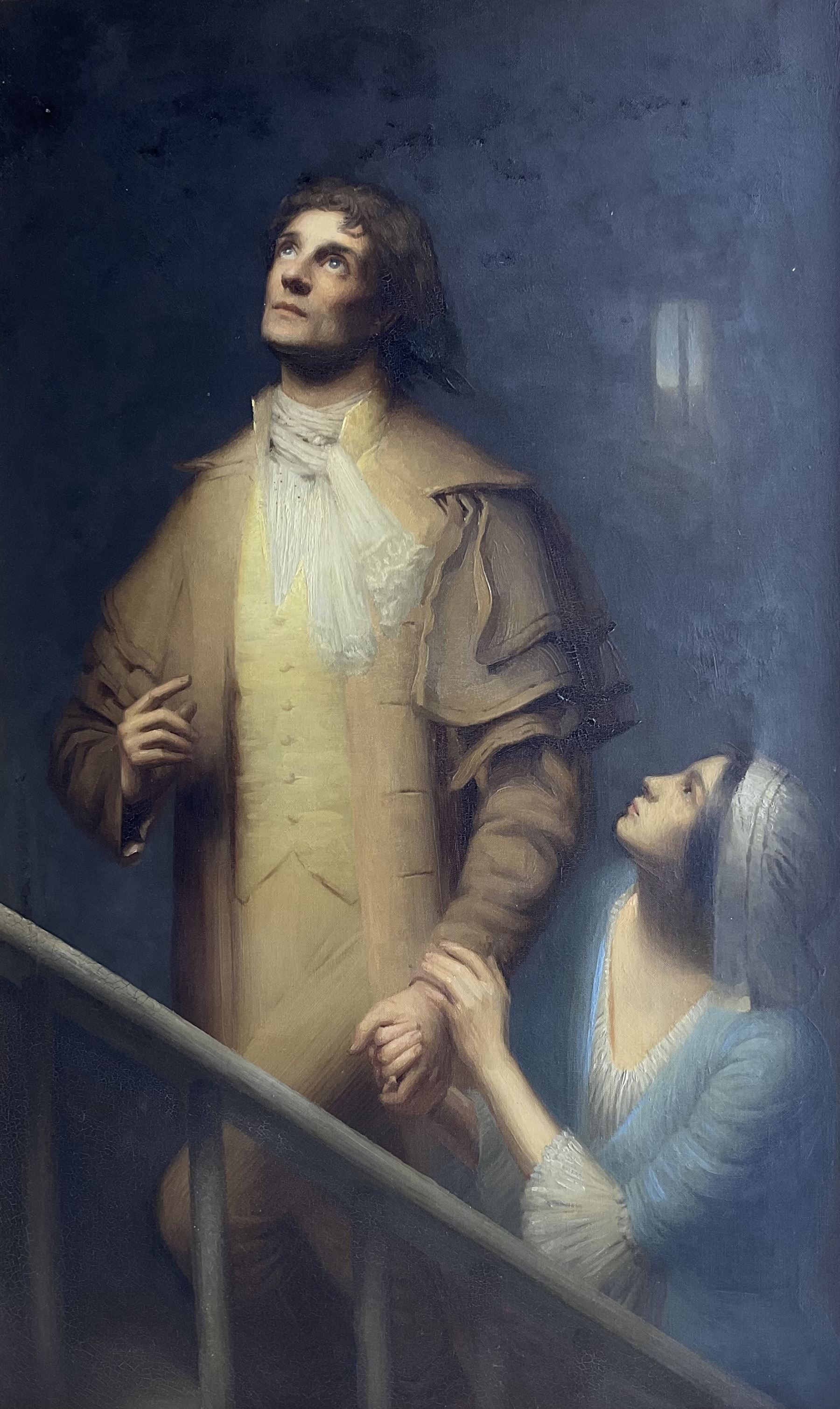 Harry Windsor-Fry (British 1862-1947): A Noise on the Stairs, oil on canvas signed 109cm x 66cm 
Provenance: private collection, purchased David Duggleby Ltd 4th November 2006 Lot 37; from the estate of Edward Henry Carson, Baron Carson (1854-1935)