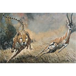 James Lishman (British 1931-2024): 'In for the Kill', oil on board signed, titled verso 60cm x 88cm 