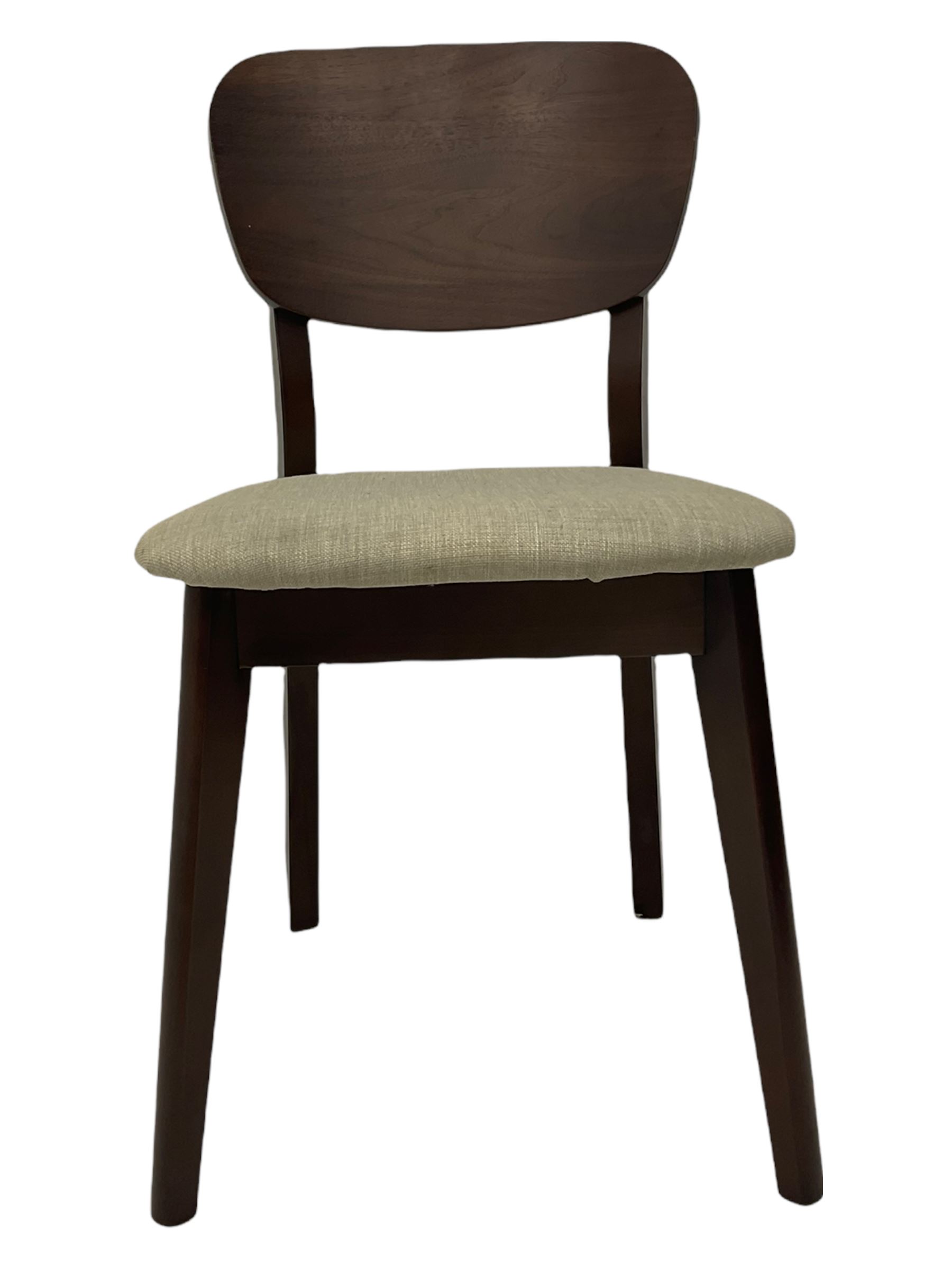 Bentley Designs - Premier collection 'Oslo' contemporary walnut extending dining table and six chairs upholstered in steel grey fabric. 