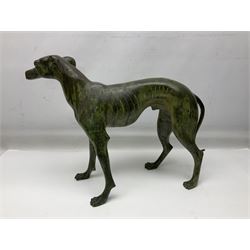 Pair of brass greyhounds, H52cm