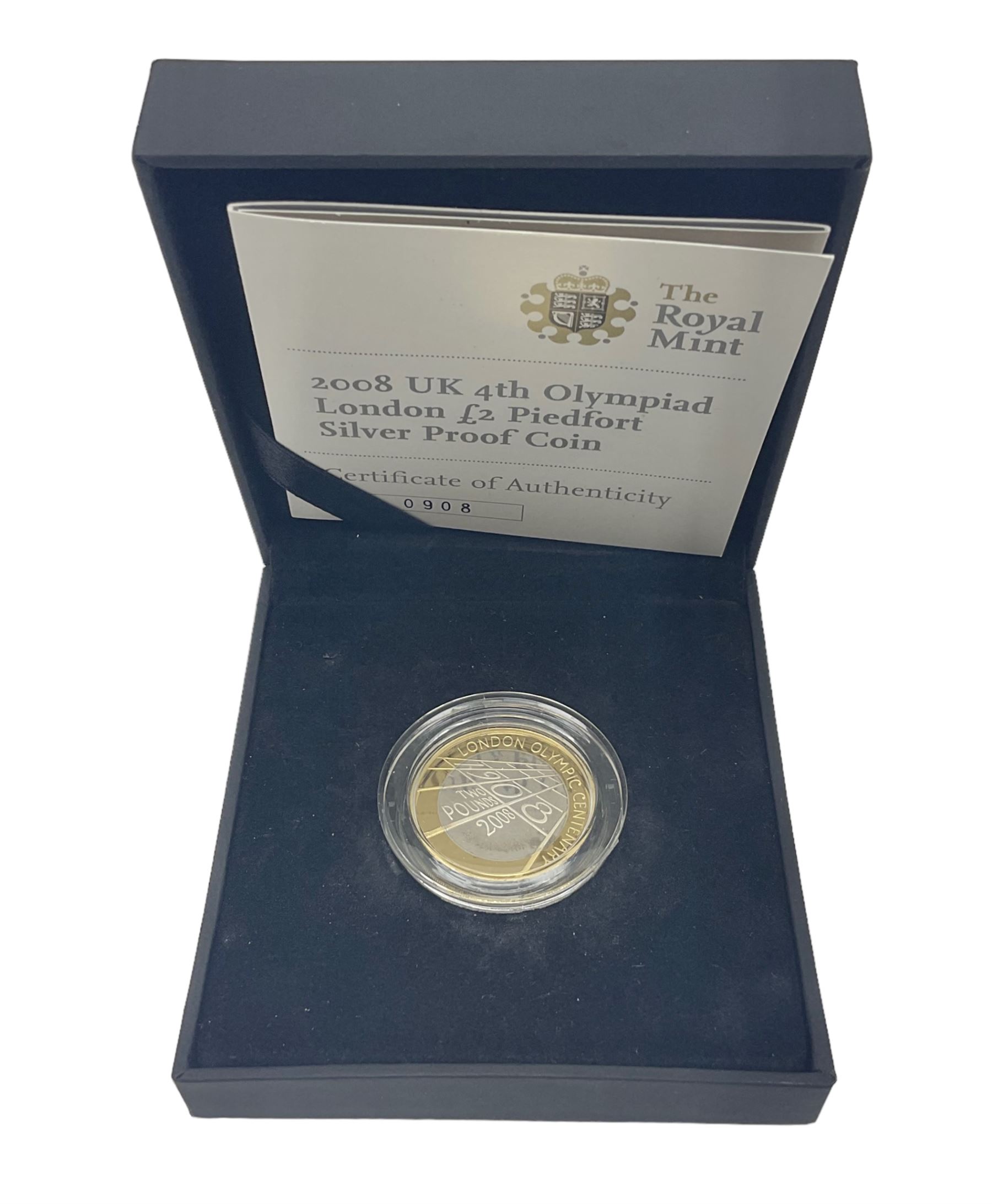 The Royal Mint United Kingdom 2010 ''4th Olympiad London' silver proof piedfort two pound coin, cased with certificate