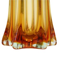 Zecchin vase, painted with reds, greens and yellows, together with a Murano vase with fluted rim, tallest H28cm