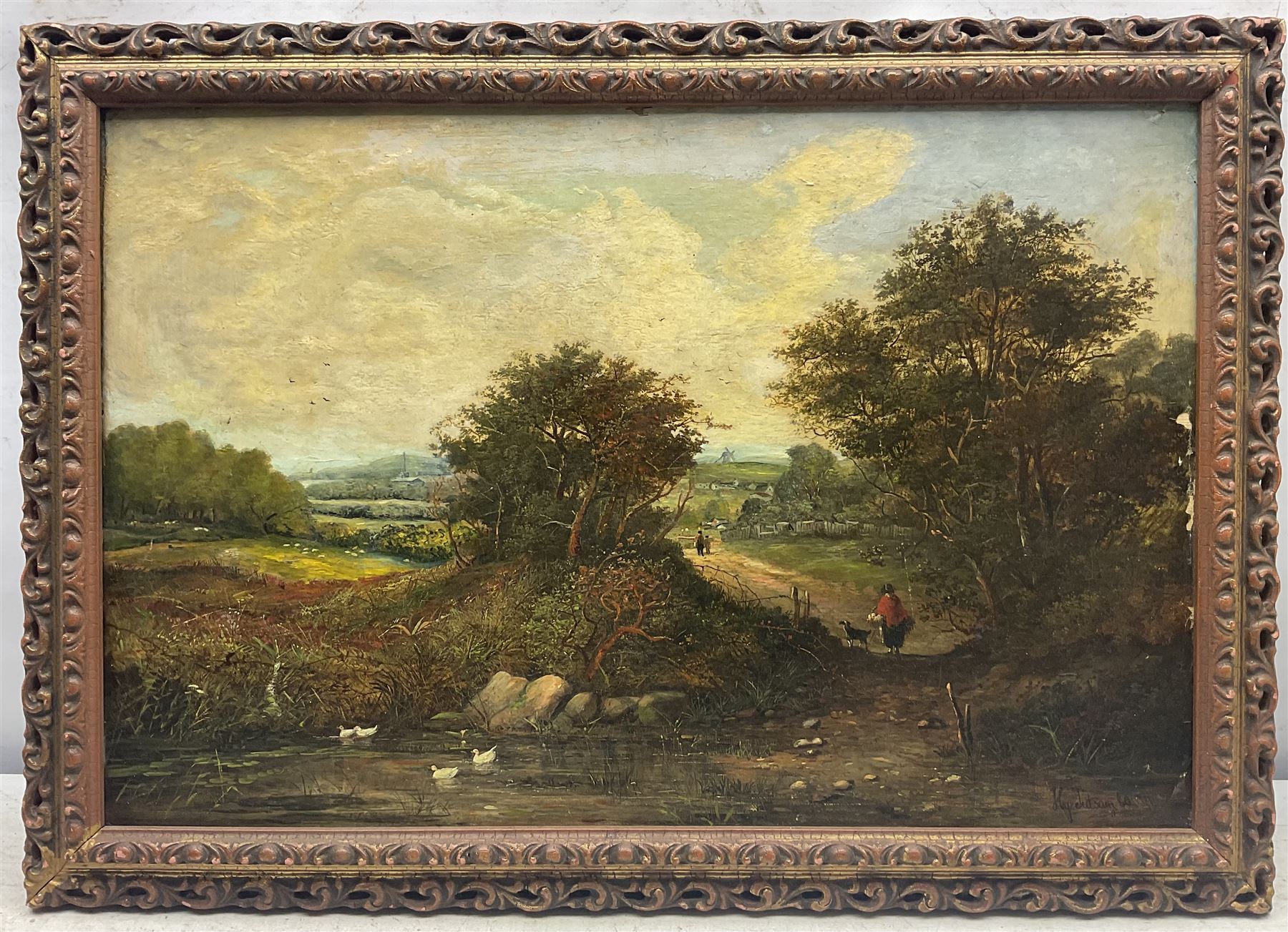 Henry Jutsum (British 1816-1869): Walking at Dusk, oil on canvas signed and dated '60,  39cm x 60cm 