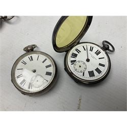 Edwardian silver open face lever fusee pocket watch by Louis Nathan, Leeds, case hallmarked Chester 1906, one other silver pocket watch by American Watch co, Waltham and a silver pocket watch case, hallmarked