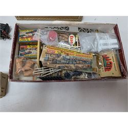 Collection of HO/OO gauge model railway accessories, including two locomotives, rolling stock etc 
