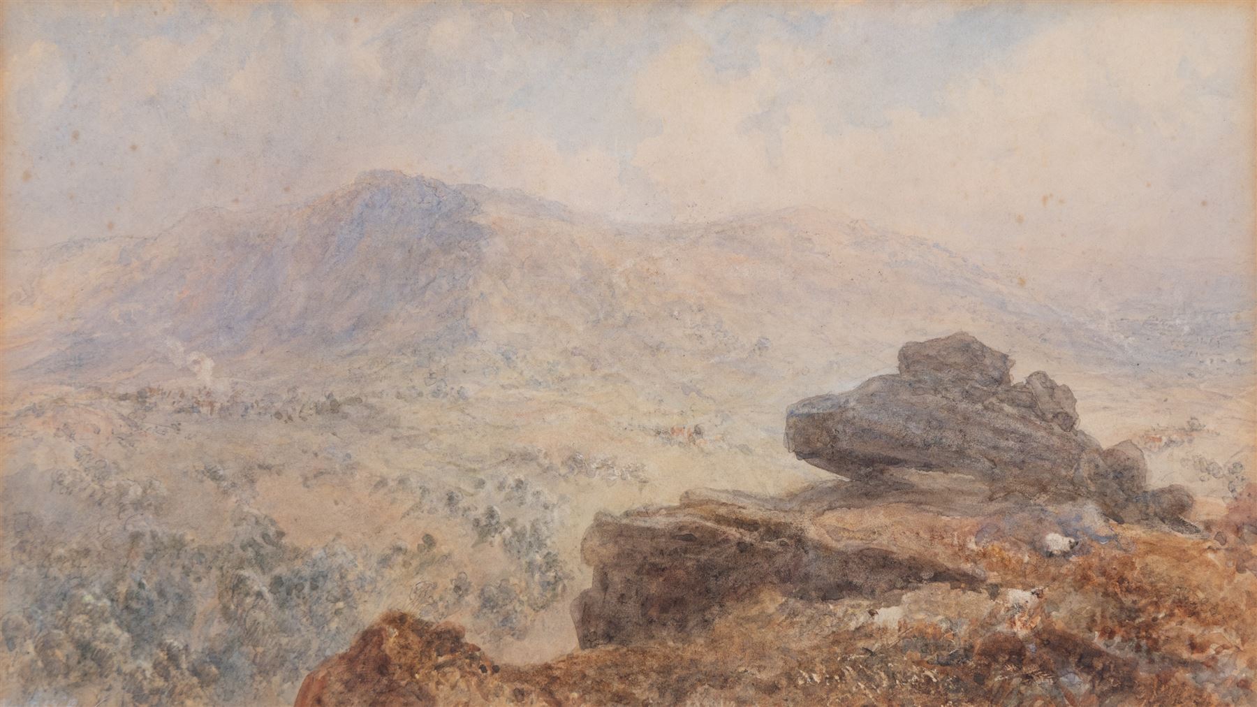 George Weatherill (British 1810-1890): 'The Esk Valley - Whitby', watercolour signed, titled on Walker Galleries label verso 13cm x 23cm