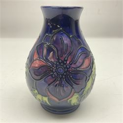 Moorcroft vase of baluster form, in Anemone pattern, with printed mark beneath, H14cm