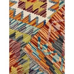 Chobi Kilim multi-coloured ground geometric design rug