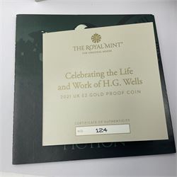 The Royal Mint United Kingdom 2021 'Celebrating the Life and Work of H.G. Wells' gold proof two pound coin, cased with certificate