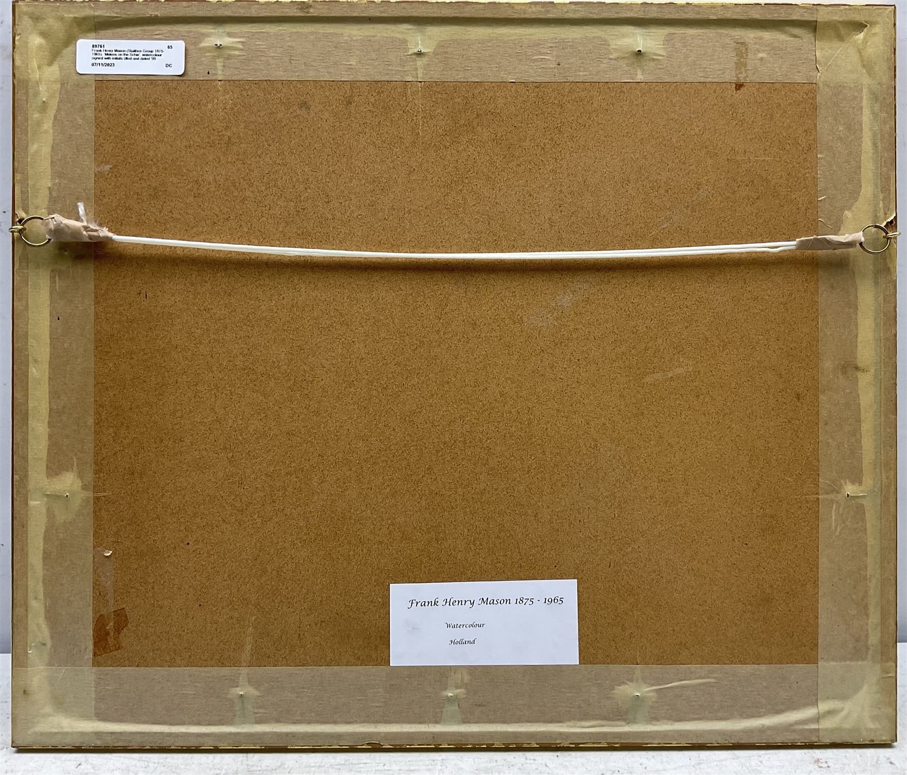 Frank Henry Mason (Staithes Group 1875-1965): 'Molens [Windmills] on the Schie', watercolour signed with initials titled and dated '99, 21cm x 28cm