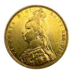 Queen Victoria 1891 gold full sovereign coin, Melbourne mint