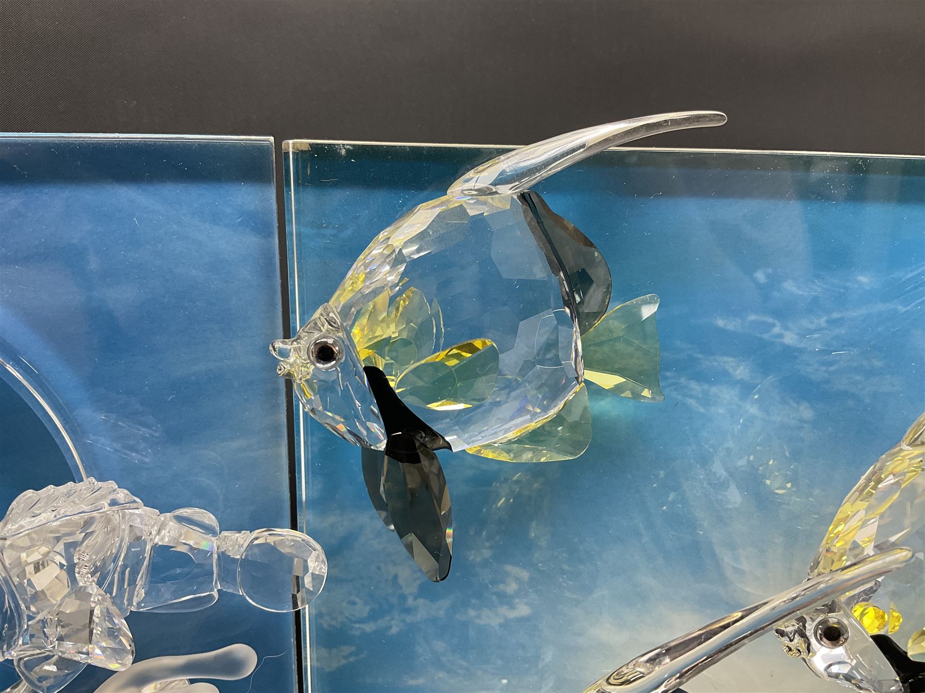 Swarovski Crystal, Wonders of the Sea Trilogy: 'Eternity', 'Community' and 'Harmony', all with stands and plaques, H20cm