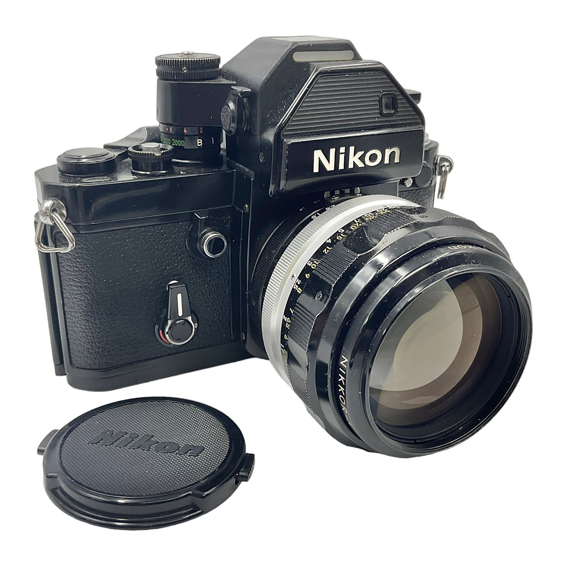 Nikon F2S photomic camera body, serial no. 7520966, with 'Nikon NIKKOR-H Auto 1:1.8 f=85mm' lens, serial no. 284221