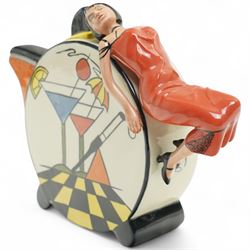 Lorna Bailey limited edition Cocktails teapot, the handle formed as a reclining lady in high relief, marked and signed, numbered 44/350, H19cm