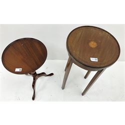 Circular mahogany pedestal wine table (H51cm) and circular jardinière stand
