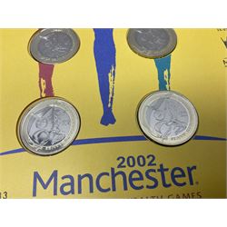 The Royal Mint Queen Elizabeth II 2002 Manchester Commonwealth Games four coin two pound coin cover