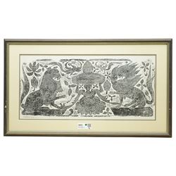 Chinese School (Late Qing Dynasty): Remains of the Statue of Cao Wangxi and other Buddhist Temples of the Northern Wei Dynasty, pair charcoal rubbings inscribed in pencil 30cm x 62cm (2)
