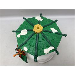 Six Disney Winnie the Pooh Christmas snow globes, comprising large Mr Christmas Holiday Snowfall, An Enchanted Christmas, It's A Small World Christmas 1994,  Tree Trimming, 1995 Christmas At Our House and Christmas Band Concert, together with Mr Christmas Holiday Go Round, all with boxes (7)