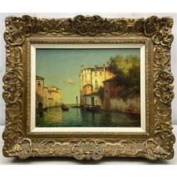 Antoine Bouvard Snr. (French 1870-1956): 'Gondoliers of Venice', oil on canvas signed 25.5cm x 34cm 
Provenance: with James Starkey Fine Art, Beverley, label verso
