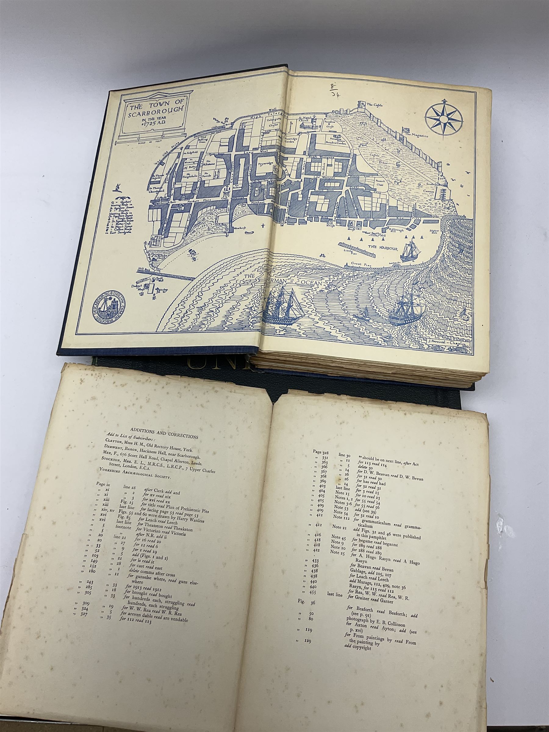 The History of Scarborough, edited by Arthur Rowntree and published by J.M. Dent & Sons Ltd, with an inscription to the title page reading 'Collaborator George Rowntree' together with The Universal Atlas published by Cassell & Company Ltd