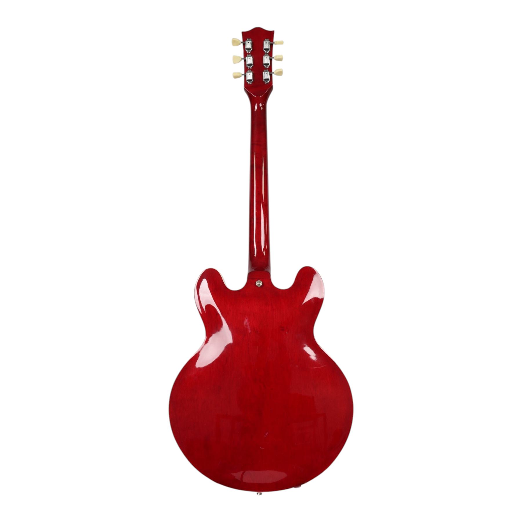 1970s 'lawsuit era' CMI Marshall ES-335 a Japanese-made copy of the Gibson ES-335, semi-hollow body electric guitar in cherry red finish, contained within a fitted hard case, guitar length L106cm