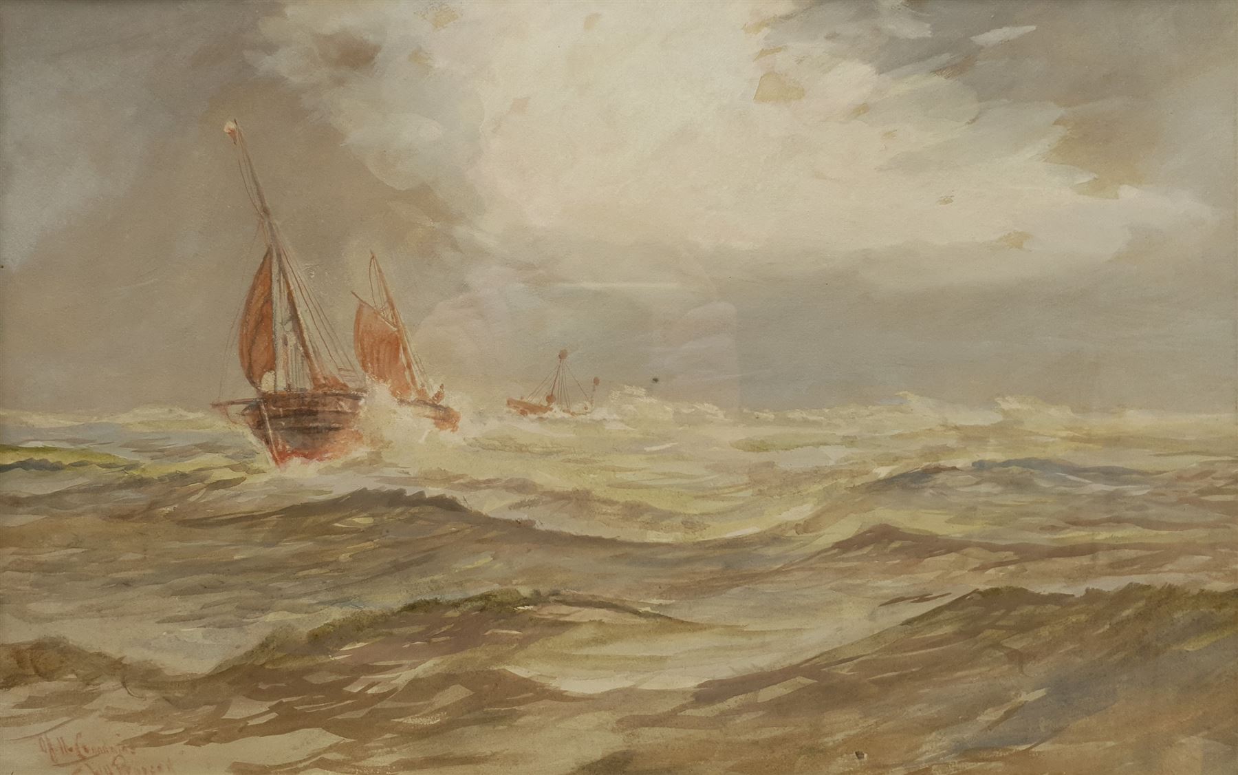 William Henry Pearson (British 19th/20th century): 'Off the Goodwins' Kent, watercolour signed and titled 30cm x 48cm