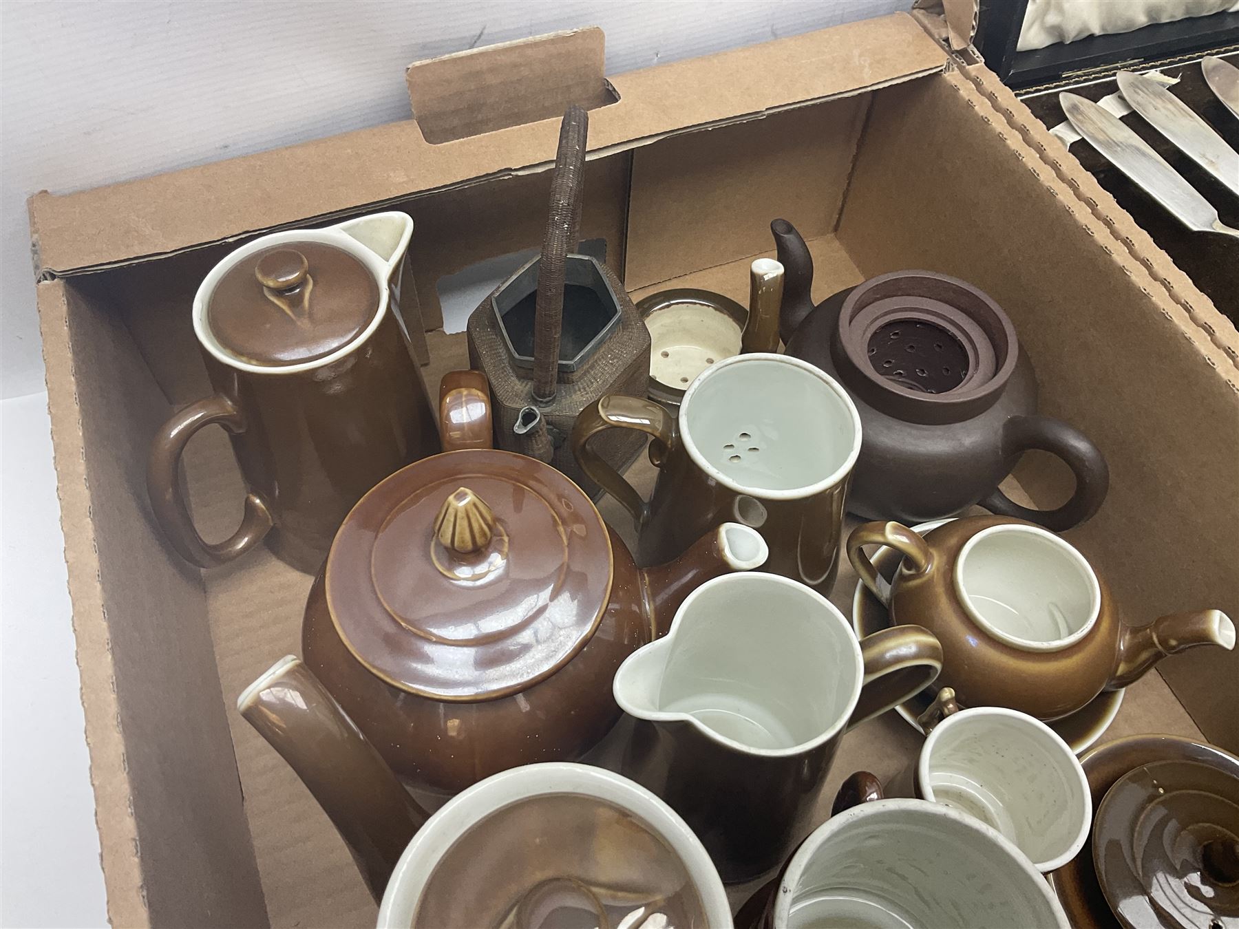 Cased canteen of cutlery, together with set of fish flatware, French teawares etc, in two boxes 