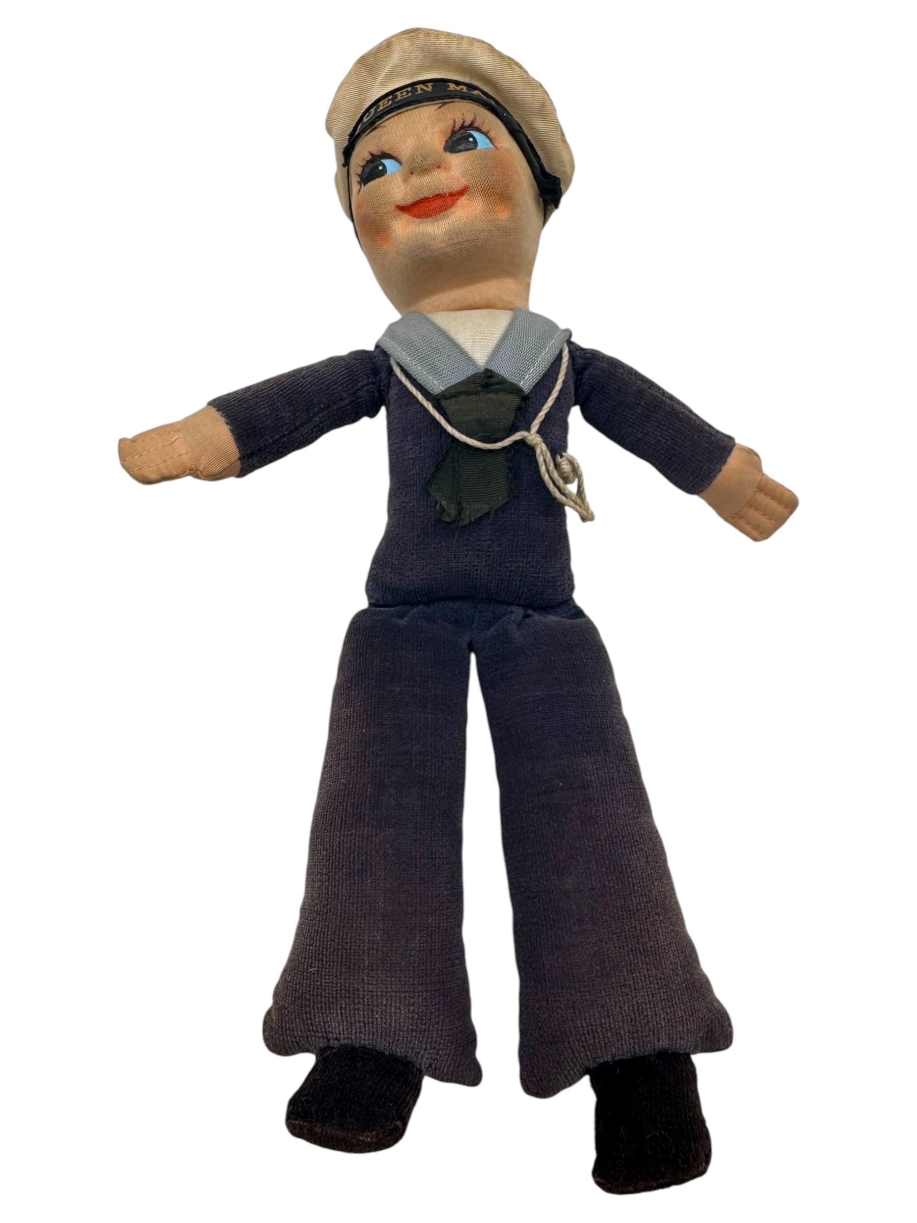 Norah Wellings sailor jollyboy doll with Queen Mary on hat, H20cm