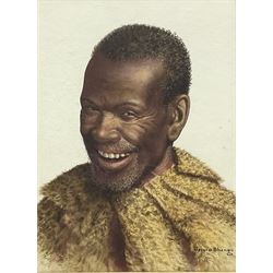 Gerard Bhengu (South African 1910-1990): Portrait of a Smiling Man, watercolour signed 30cm x 23cm