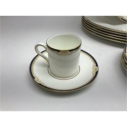 Wedgwood Cavendish pattern dinner service for twelve, comprising dinner plates, side plates, bowls, soup bowls, two tureens, saucer boat and sauce, together with matching part coffee service (82) 