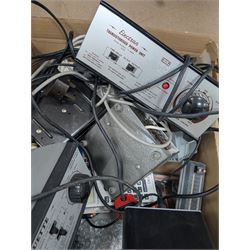 Collection of model railway control units, accessories and tools, including Lenz Digital Plus LZV100 with remote, H and M Electran Transistorised Power Unit, H and M Duette twin supply unit, motors, points, paints, Antex Soldering System, Flockit, etc, in three boxes