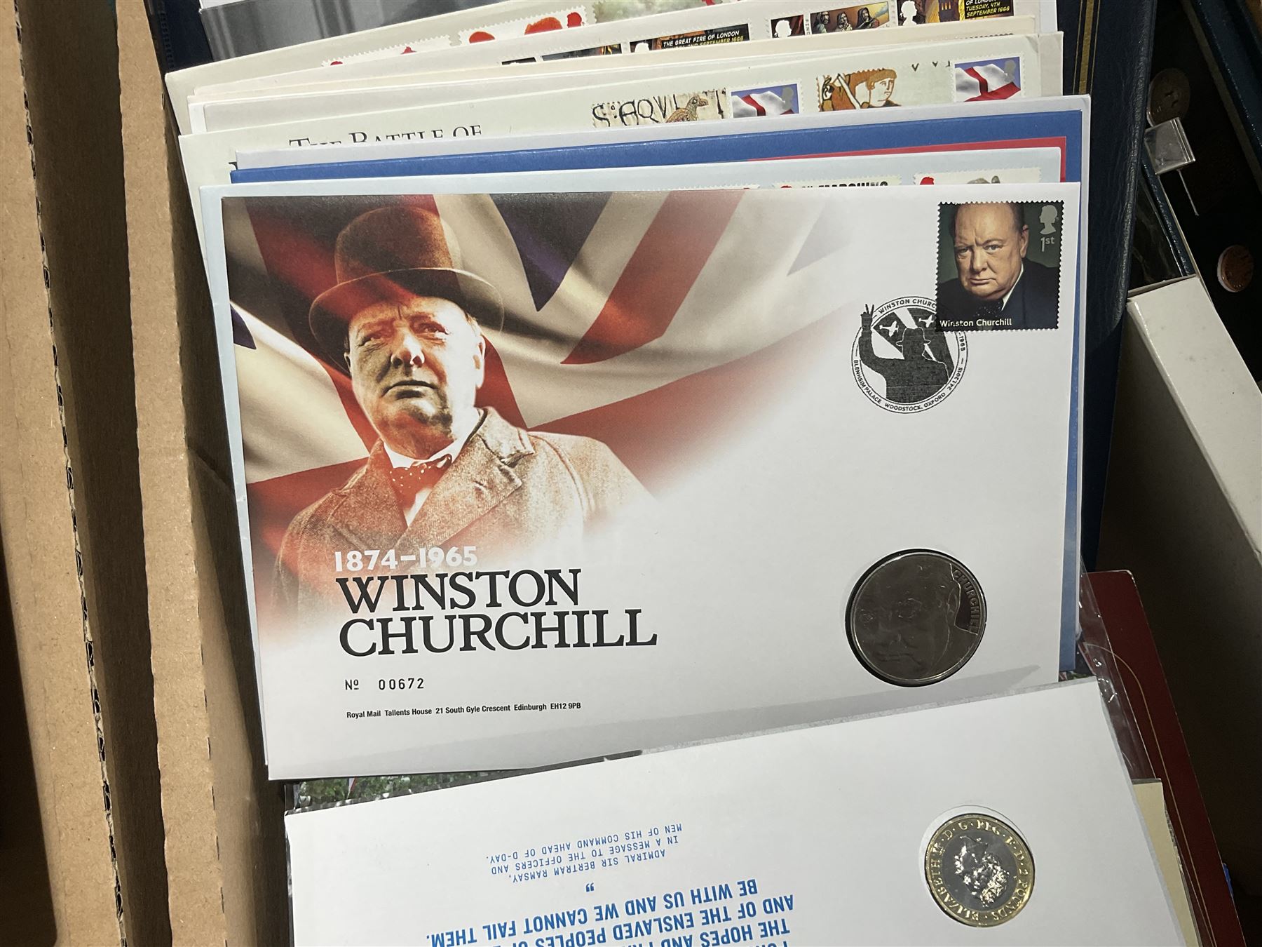 Approximately one hundred and fifteen Royal Mint coin covers, in two ring binder folders and loose, together with approximately 53 grams of Great British pre-1920 and approximately 68 grams of Great British pre-1947 silver threepence coins, and a small quantity of further pre-decimal coins