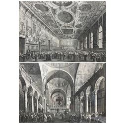Giovanni Antonio Canal (Canaletto) (Italian 1697-1768): Great Council of Venice and St Mark's Basilica, pair engravings pub. c1766, 44cm x 56cm (2)