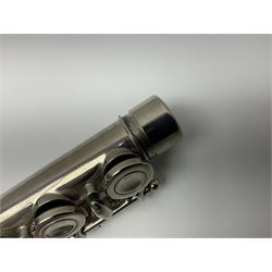 Boosey & Hawkes London Regent three-piece flute, serial no.345447; in B&H Bandhite hard carrying case; and Deg Music Company Inc. USA Claudel Model three-piece flute, serial no.491718, in hard carrying case (2)