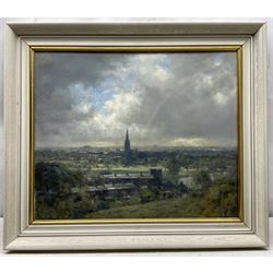 Walter Goodin (British 1907-1992): Norwich from the Rowntree's Chocolate Factory, oil on board signed 49cm x 59cm 