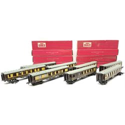 Hornby Dublo - eight Pullman Cars comprising two 4035 'Aries' First Class; three 2nd Class; and three 4037 Brake/2nd; all in boxes (8)