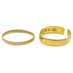 Victorian Scottish 22ct gold wedding band, Glasgow 1894 and one other Victorian 22ct gold band, Birmingham 1873
