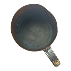 Copper tankards, including one example with plated handle and base stamped 'Barley Corn', brass box with secret compartment, and other brass and copper collectables